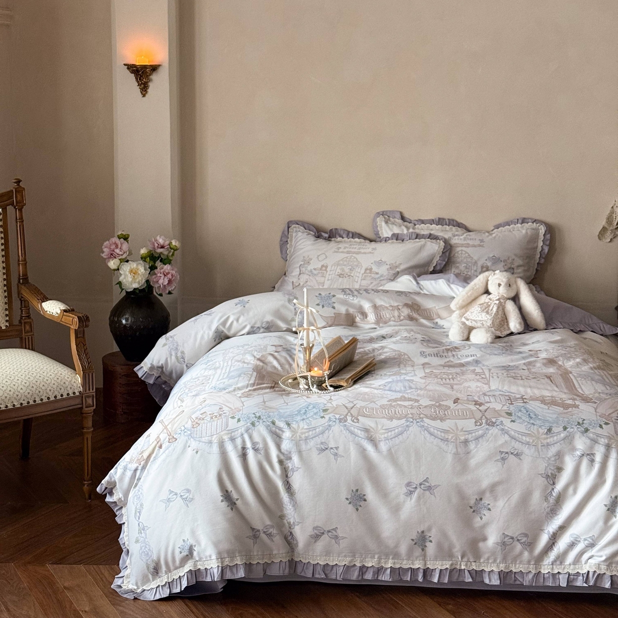 91家纺网 家纺一手货源 找家纺 优然居家纺 2026春夏新款全棉纯棉数码印花四件套-洛丽塔 洛丽塔-兰