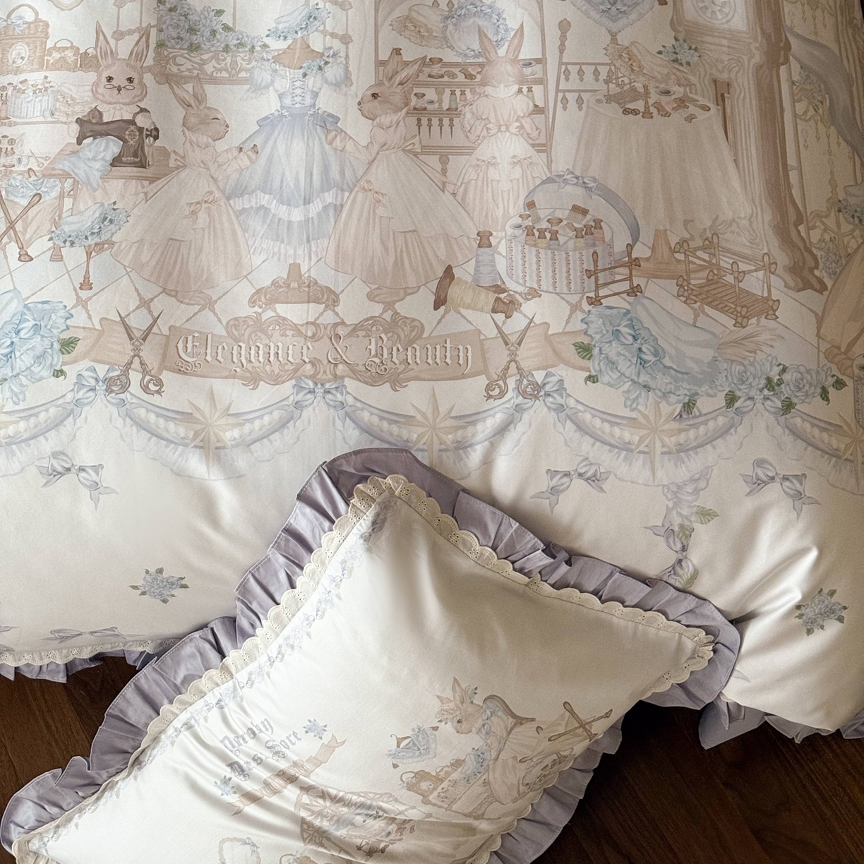 91家纺网 家纺一手货源 找家纺 优然居家纺 2026春夏新款全棉纯棉数码印花四件套-洛丽塔 洛丽塔-兰