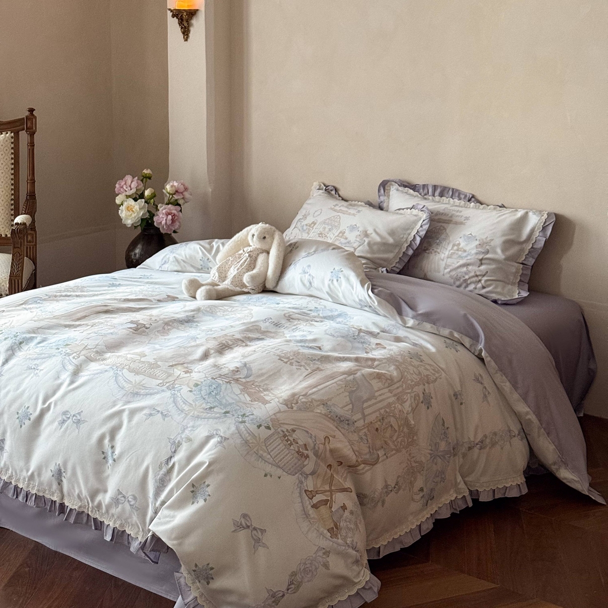 91家纺网 家纺一手货源 找家纺 优然居家纺 2026春夏新款全棉纯棉数码印花四件套-洛丽塔 洛丽塔-兰