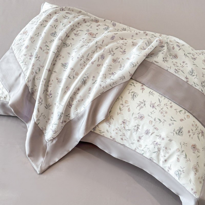 91家纺网 家纺一手货源 找家纺 慕晨 2026新款大宽边高级简奢款凉感天丝莱赛尔数码印花丝滑丝绸四件套直播热款 花絮蔓