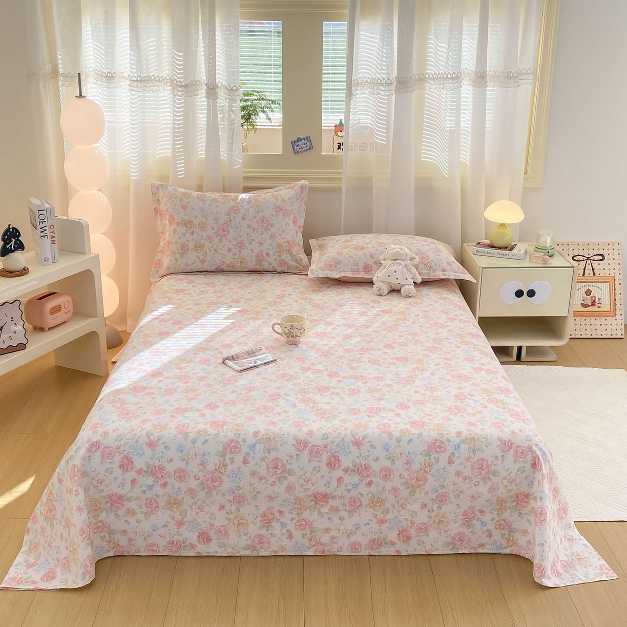 91家纺网 家纺一手货源 找家纺 女子家纺 2026新款全棉印花小清新系列-单床单 花恋