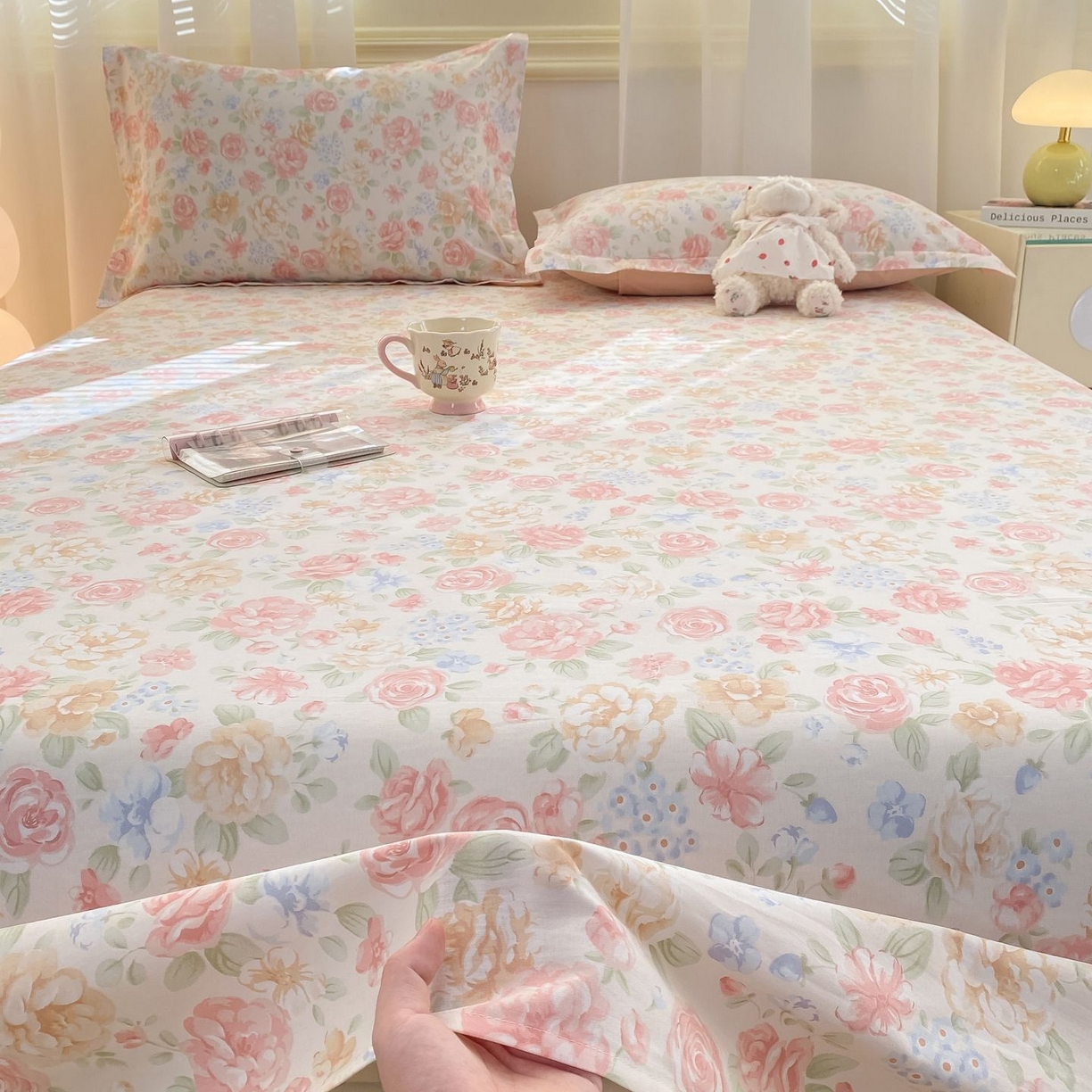 91家纺网 家纺一手货源 找家纺 女子家纺 2026新款全棉印花小清新系列-单床单 花恋