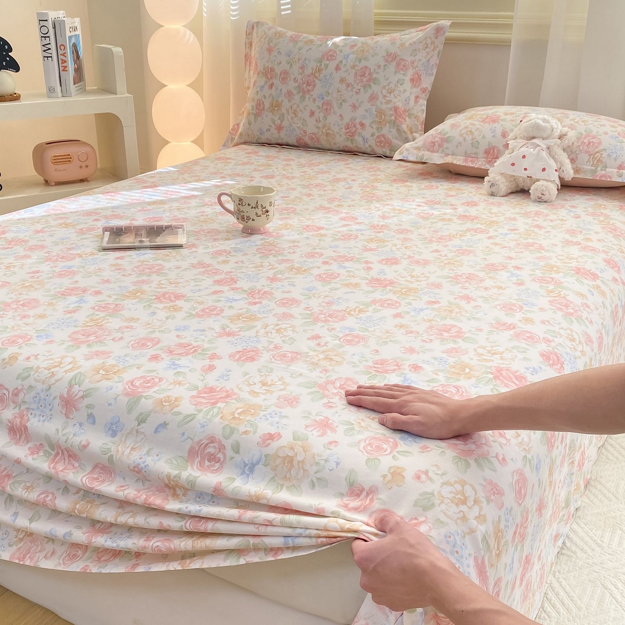 91家纺网 家纺一手货源 找家纺 女子家纺 2026新款全棉印花小清新系列-单床单 花恋