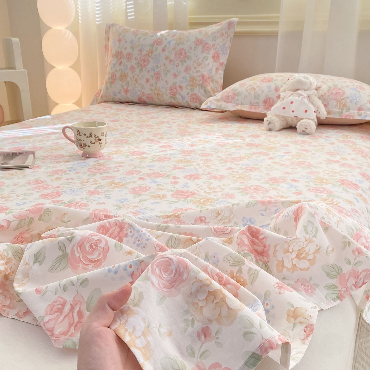 91家纺网 家纺一手货源 找家纺 女子家纺 2026新款全棉印花小清新系列-单床单 花恋