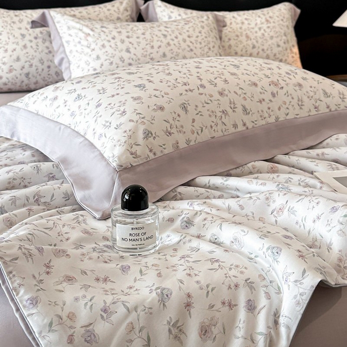 91家纺网 家纺一手货源 找家纺 慕晨 2026新款大宽边天丝莱赛尔数码印花夏被四件套高级简奢款丝滑丝绸直播热款 花絮蔓