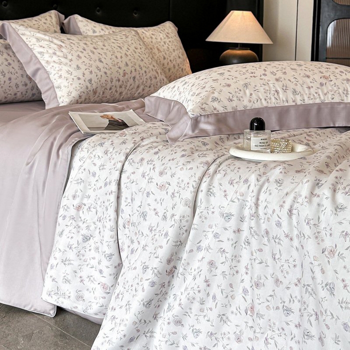 91家纺网 家纺一手货源 找家纺 慕晨 2026新款大宽边天丝莱赛尔数码印花夏被四件套高级简奢款丝滑丝绸直播热款 花絮蔓