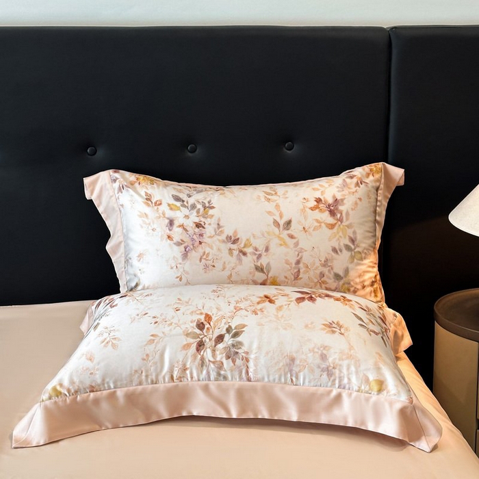 91家纺网 家纺一手货源 找家纺 慕晨 2026新款大宽边高级简奢款凉感天丝莱赛尔数码印花丝滑丝绸四件套直播热款 菱花