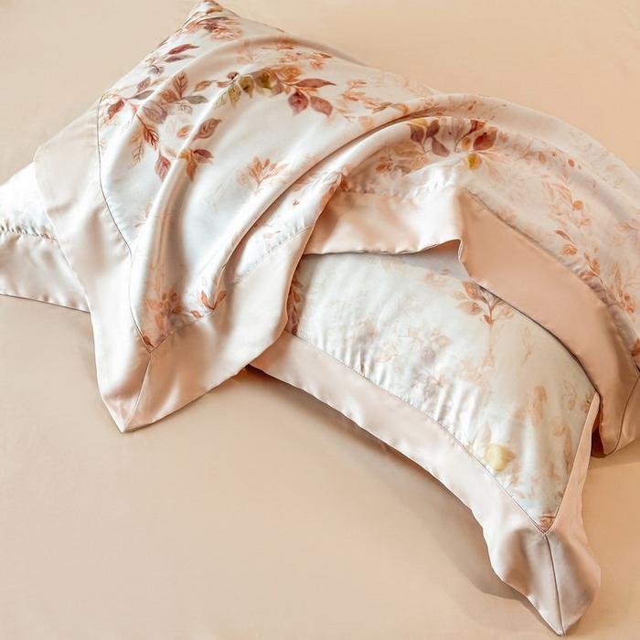 91家纺网 家纺一手货源 找家纺 慕晨 2026新款大宽边高级简奢款凉感天丝莱赛尔数码印花丝滑丝绸四件套直播热款 菱花