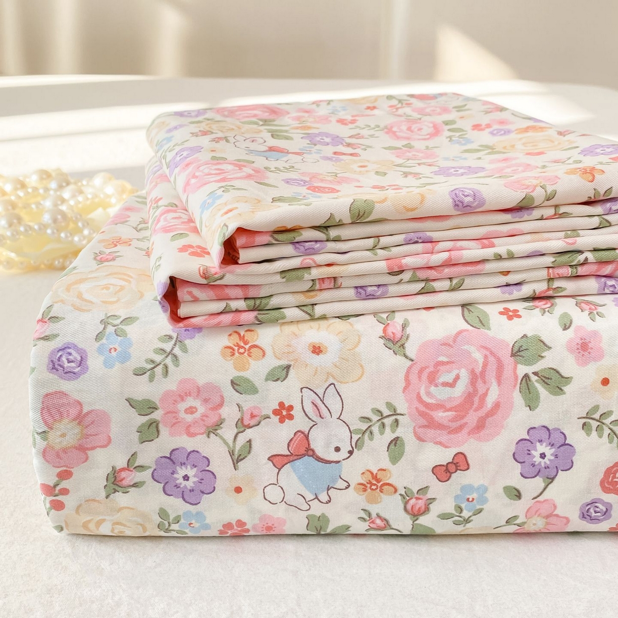 91家纺网 家纺一手货源 找家纺 女子家纺 2026新款全棉印花小清新系列-单床单 花园芬芳