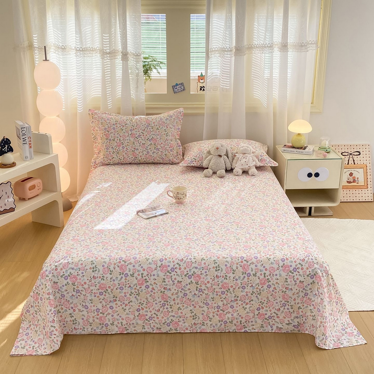 91家纺网 家纺一手货源 找家纺 女子家纺 2026新款全棉印花小清新系列-单床单 花园芬芳