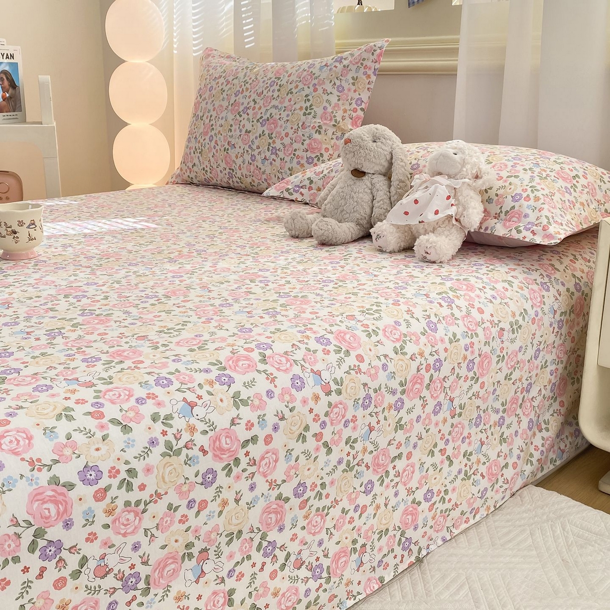 91家纺网 家纺一手货源 找家纺 女子家纺 2026新款全棉印花小清新系列-单床单 花园芬芳