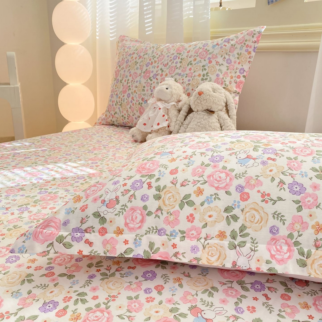 91家纺网 家纺一手货源 找家纺 女子家纺 2026新款全棉印花小清新系列-单床单 花园芬芳