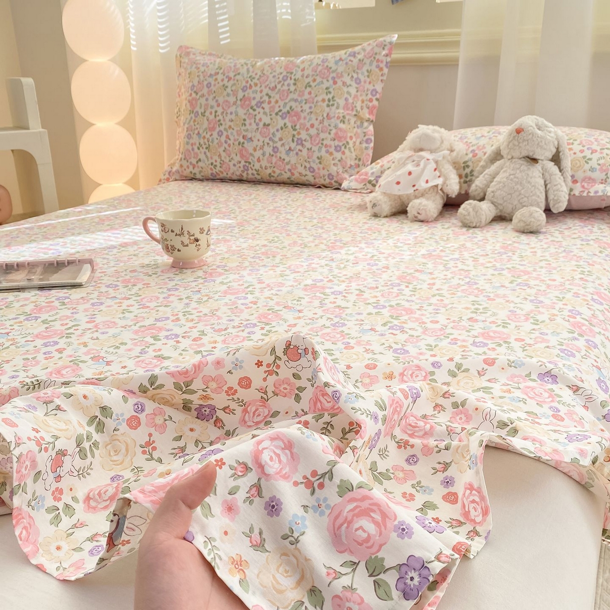 91家纺网 家纺一手货源 找家纺 女子家纺 2026新款全棉印花小清新系列-单床单 花园芬芳