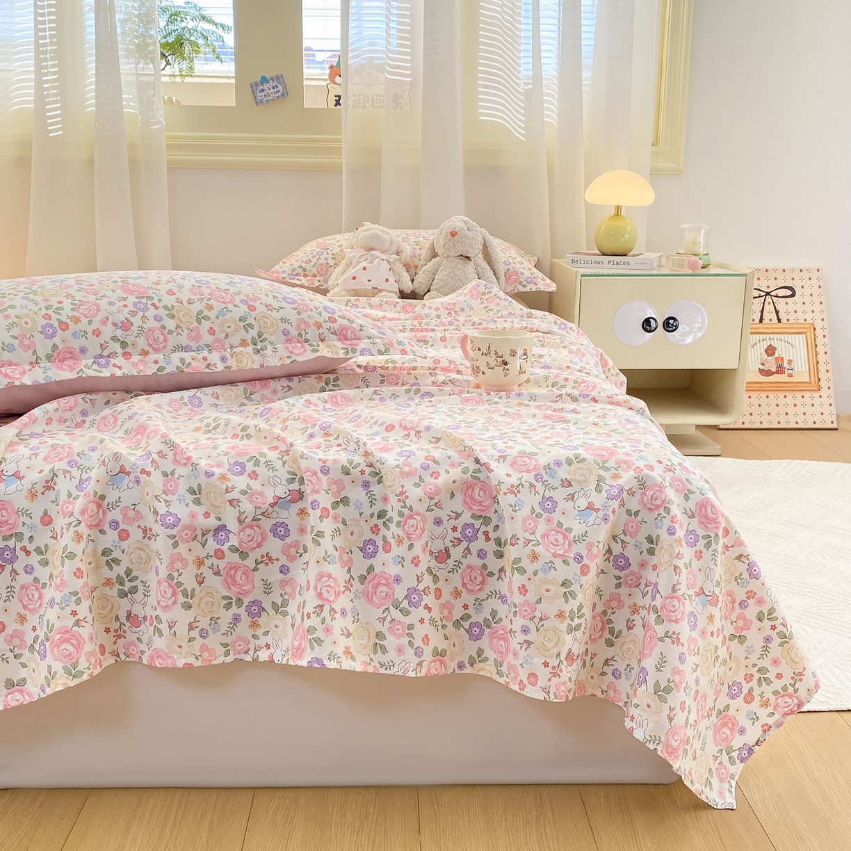 91家纺网 家纺一手货源 找家纺 女子家纺 2026新款全棉印花小清新系列-单床单 花园芬芳