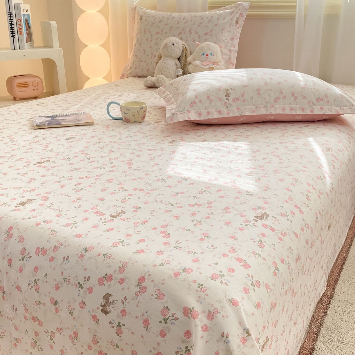 91家纺网 家纺一手货源 找家纺 女子家纺 2026新款全棉印花小清新系列-单床单 花中仙子