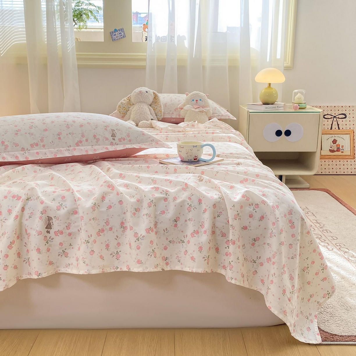 91家纺网 家纺一手货源 找家纺 女子家纺 2026新款全棉印花小清新系列-单床单 花中仙子