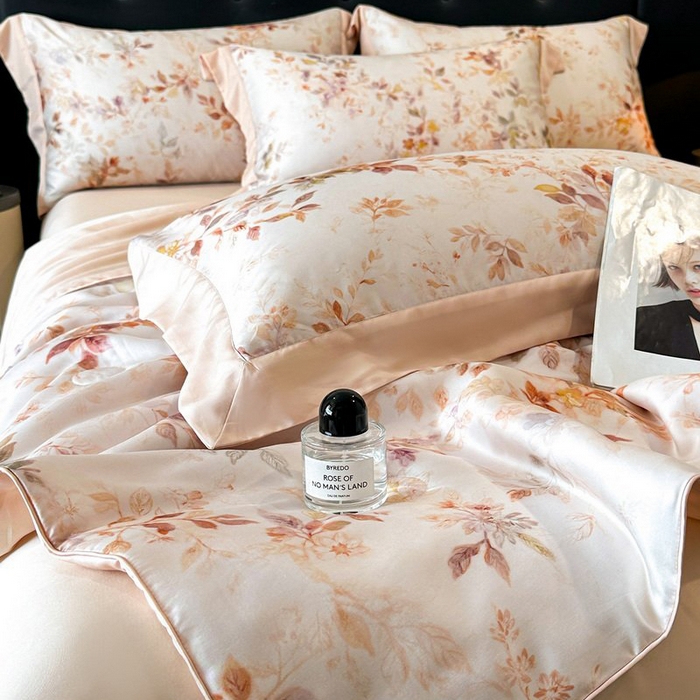 91家纺网 家纺一手货源 找家纺 慕晨 2026新款大宽边天丝莱赛尔数码印花夏被四件套高级简奢款丝滑丝绸直播热款 菱花