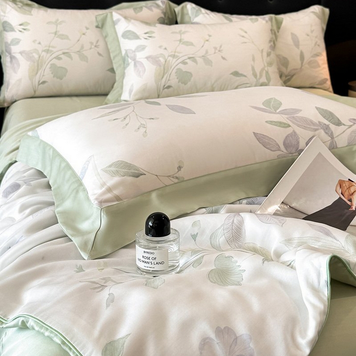 91家纺网 家纺一手货源 找家纺 慕晨 2026新款大宽边天丝莱赛尔数码印花夏被四件套高级简奢款丝滑丝绸直播热款 柳语