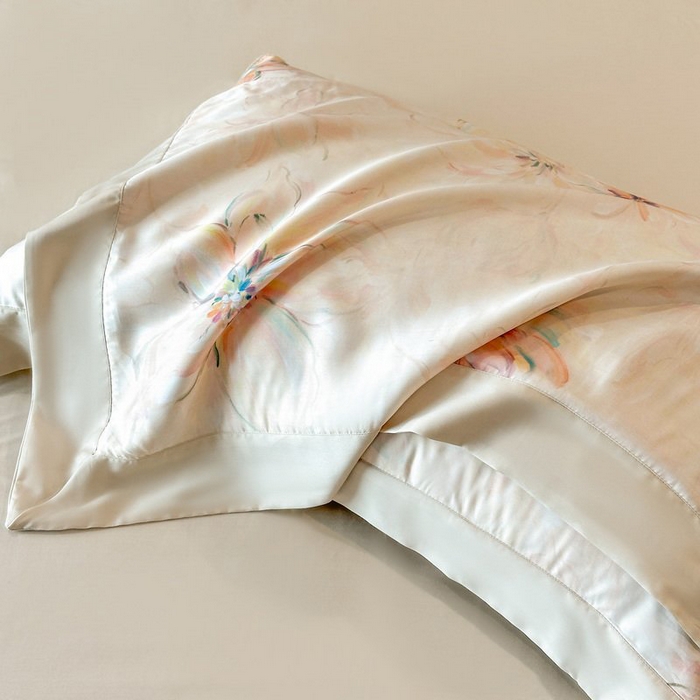 91家纺网 家纺一手货源 找家纺 慕晨 2026新款大宽边高级简奢款凉感天丝莱赛尔数码印花丝滑丝绸四件套直播热款 木棉