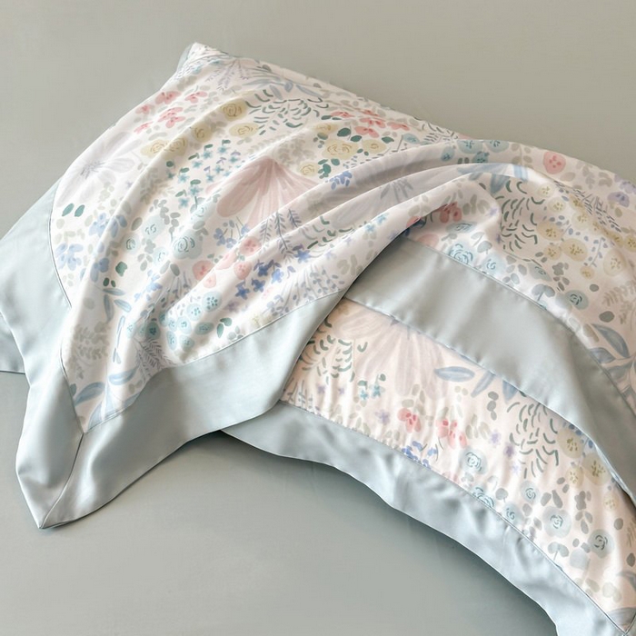 91家纺网 家纺一手货源 找家纺 慕晨 2026新款大宽边高级简奢款凉感天丝莱赛尔数码印花丝滑丝绸四件套直播热款 沐初