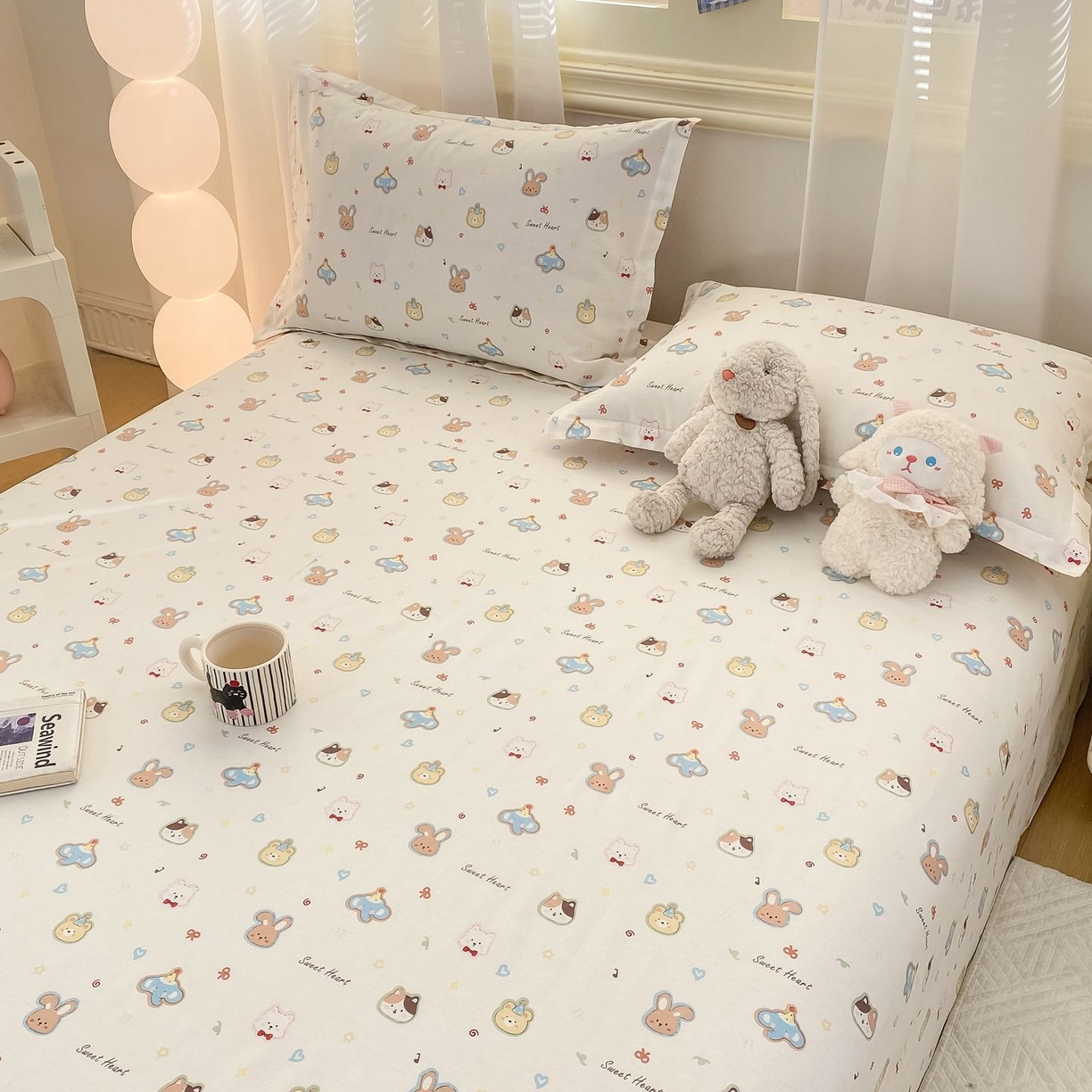 91家纺网 家纺一手货源 找家纺 女子家纺 2026新款全棉印花小清新系列-单床单 萌宠国度