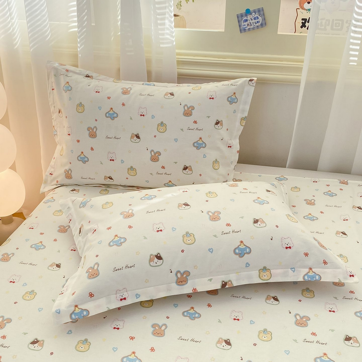 91家纺网 家纺一手货源 找家纺 女子家纺 2026新款全棉印花小清新系列-单床单 萌宠国度