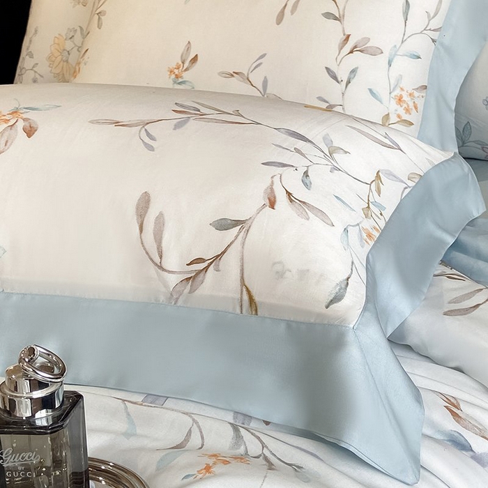 91家纺网 家纺一手货源 找家纺 慕晨 2026新款大宽边天丝莱赛尔数码印花夏被四件套高级简奢款丝滑丝绸直播热款 清雅