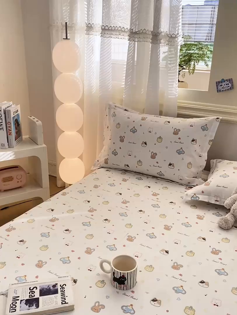 91家纺网 家纺一手货源 找家纺 女子家纺 2026新款全棉印花小清新系列-单床单 萌宠国度