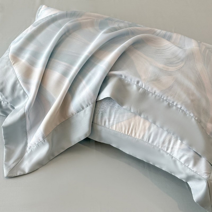 91家纺网 家纺一手货源 找家纺 慕晨 2026新款大宽边天丝莱赛尔数码印花夏被四件套高级简奢款丝滑丝绸直播热款 软烟