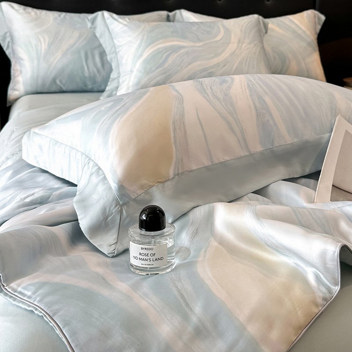 91家纺网 家纺一手货源 找家纺 慕晨 2026新款大宽边天丝莱赛尔数码印花夏被四件套高级简奢款丝滑丝绸直播热款 软烟