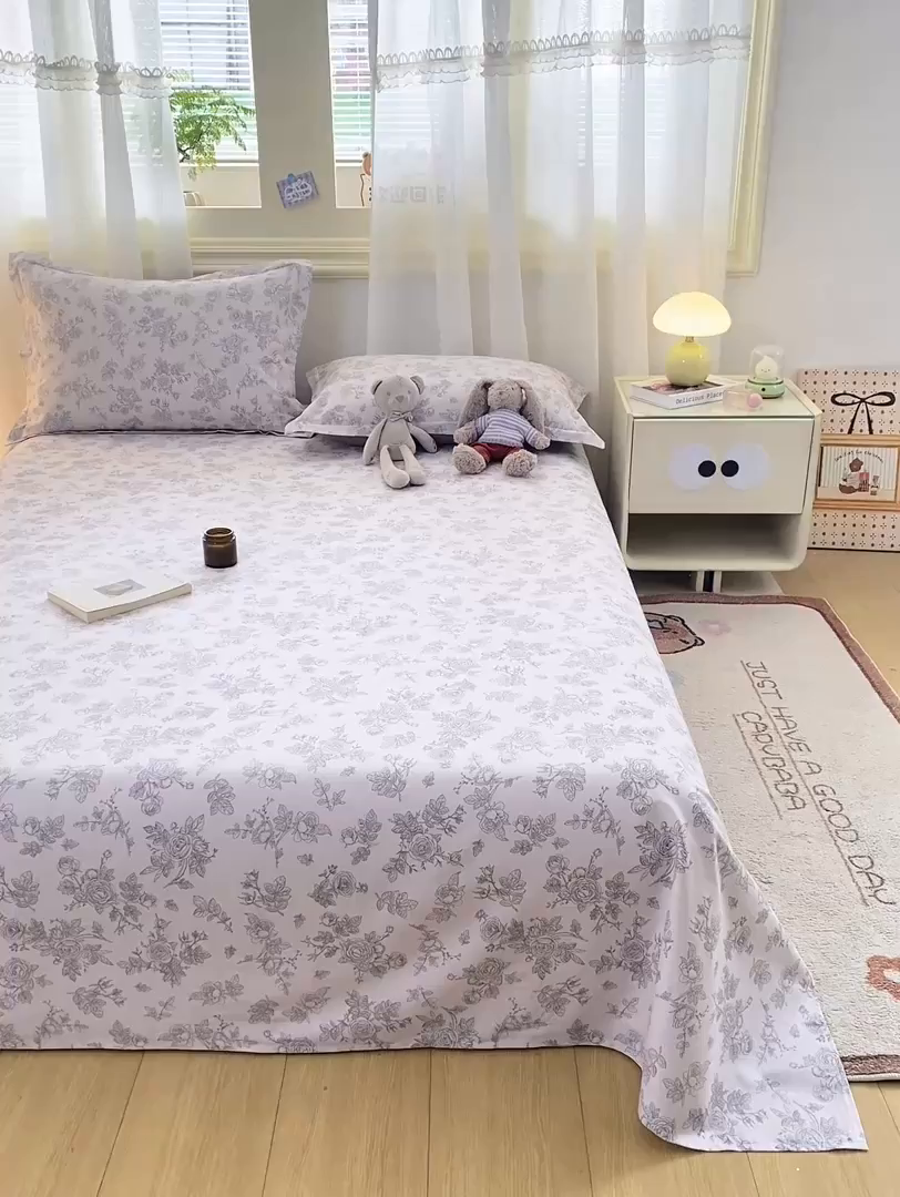 91家纺网 家纺一手货源 找家纺 女子家纺 2026新款全棉印花小清新系列-单床单 摩菲