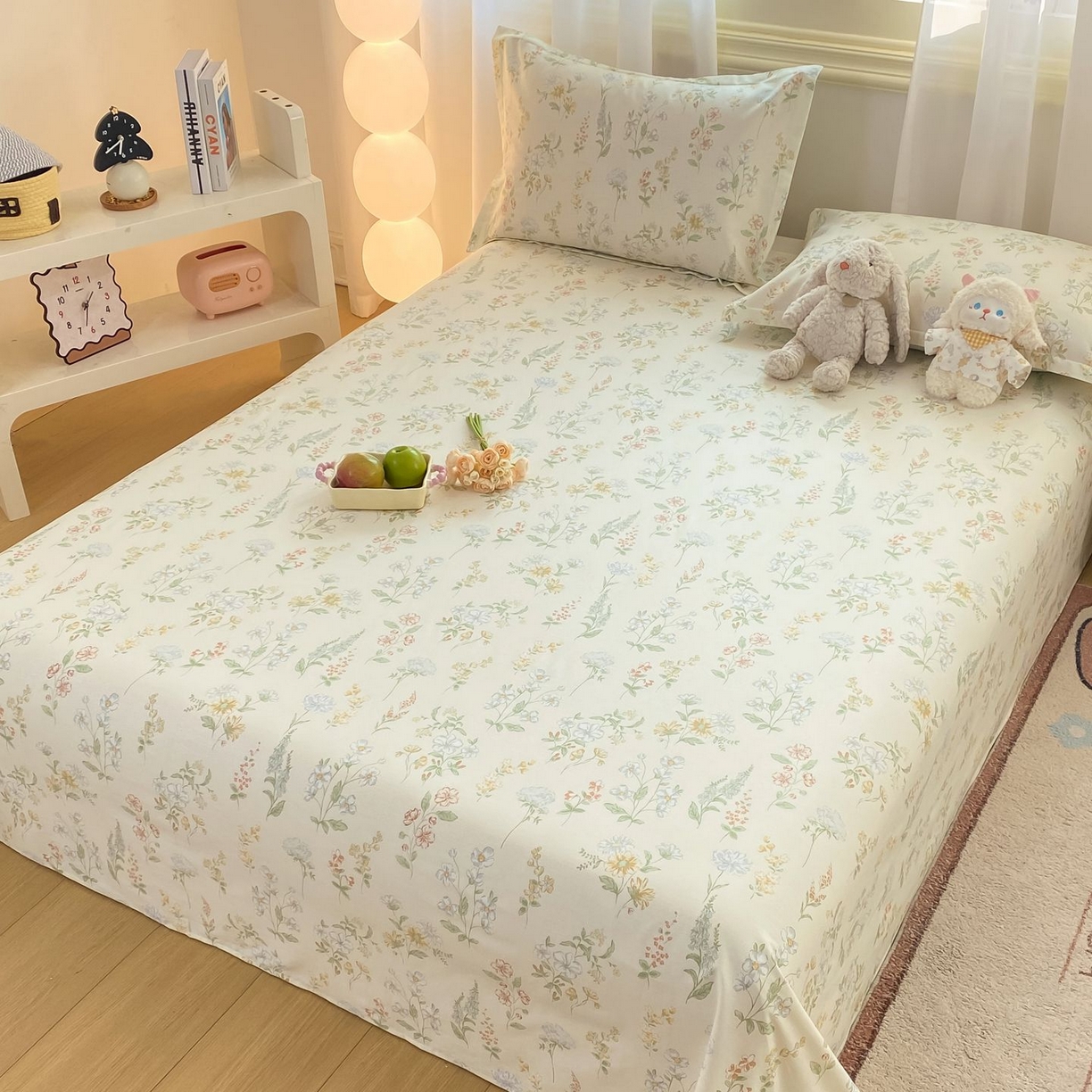 91家纺网 家纺一手货源 找家纺 女子家纺 2026新款全棉印花小清新系列-单床单 暖樱之舞