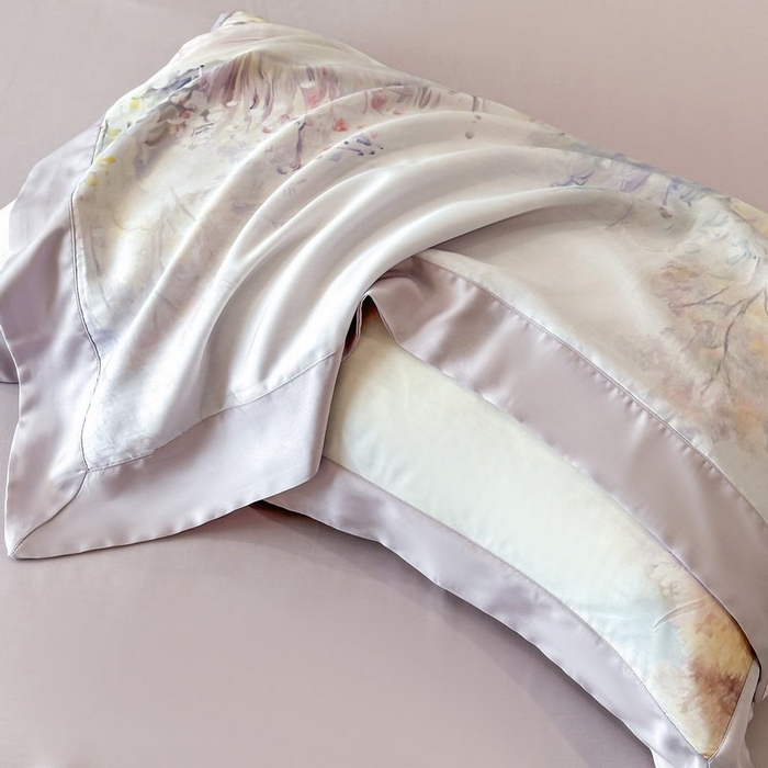 91家纺网 家纺一手货源 找家纺 慕晨 2026新款大宽边天丝莱赛尔数码印花夏被四件套高级简奢款丝滑丝绸直播热款 山野间