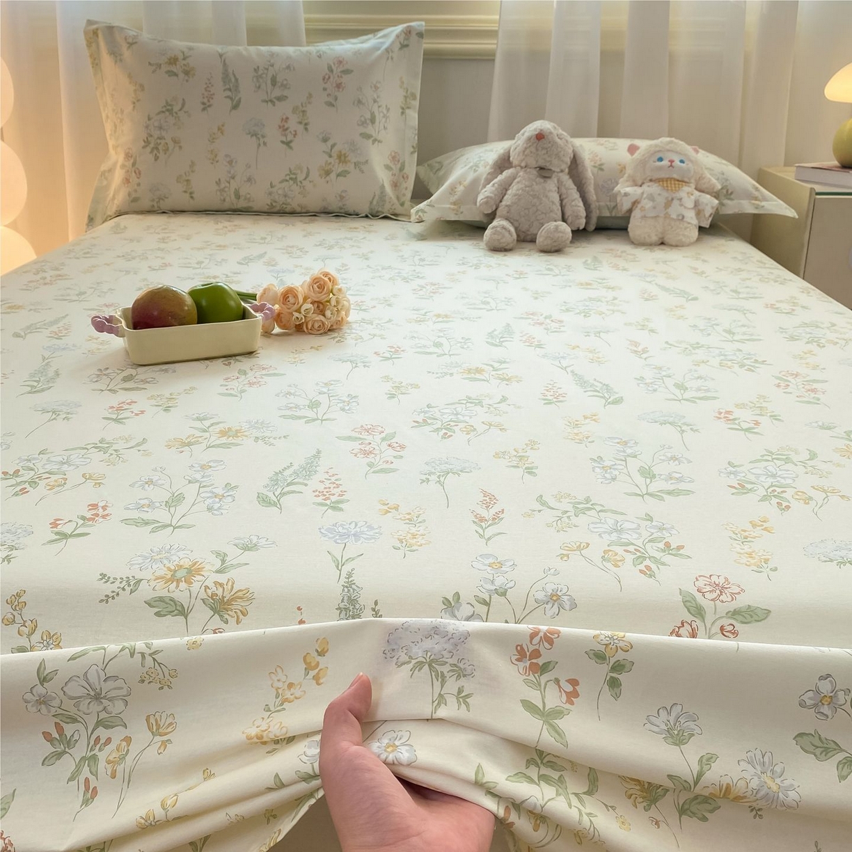 91家纺网 家纺一手货源 找家纺 女子家纺 2026新款全棉印花小清新系列-单床单 暖樱之舞