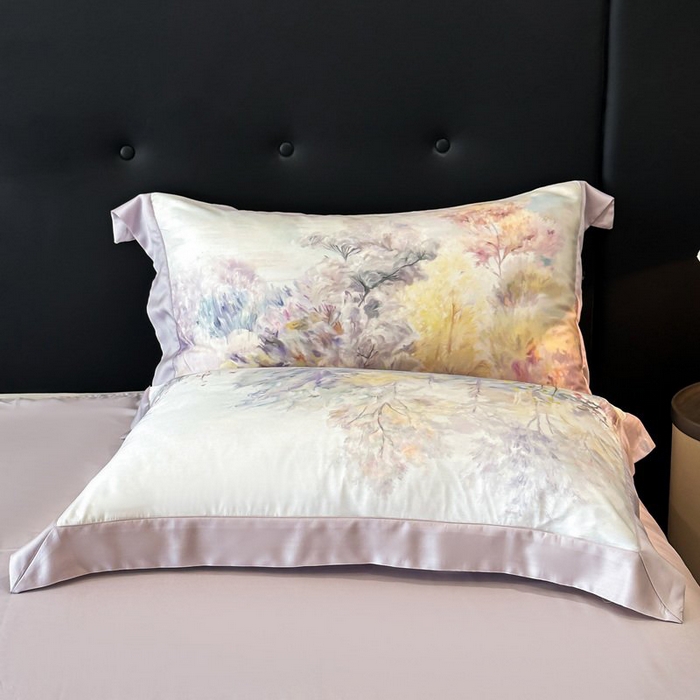 91家纺网 家纺一手货源 找家纺 慕晨 2026新款大宽边天丝莱赛尔数码印花夏被四件套高级简奢款丝滑丝绸直播热款 山野间