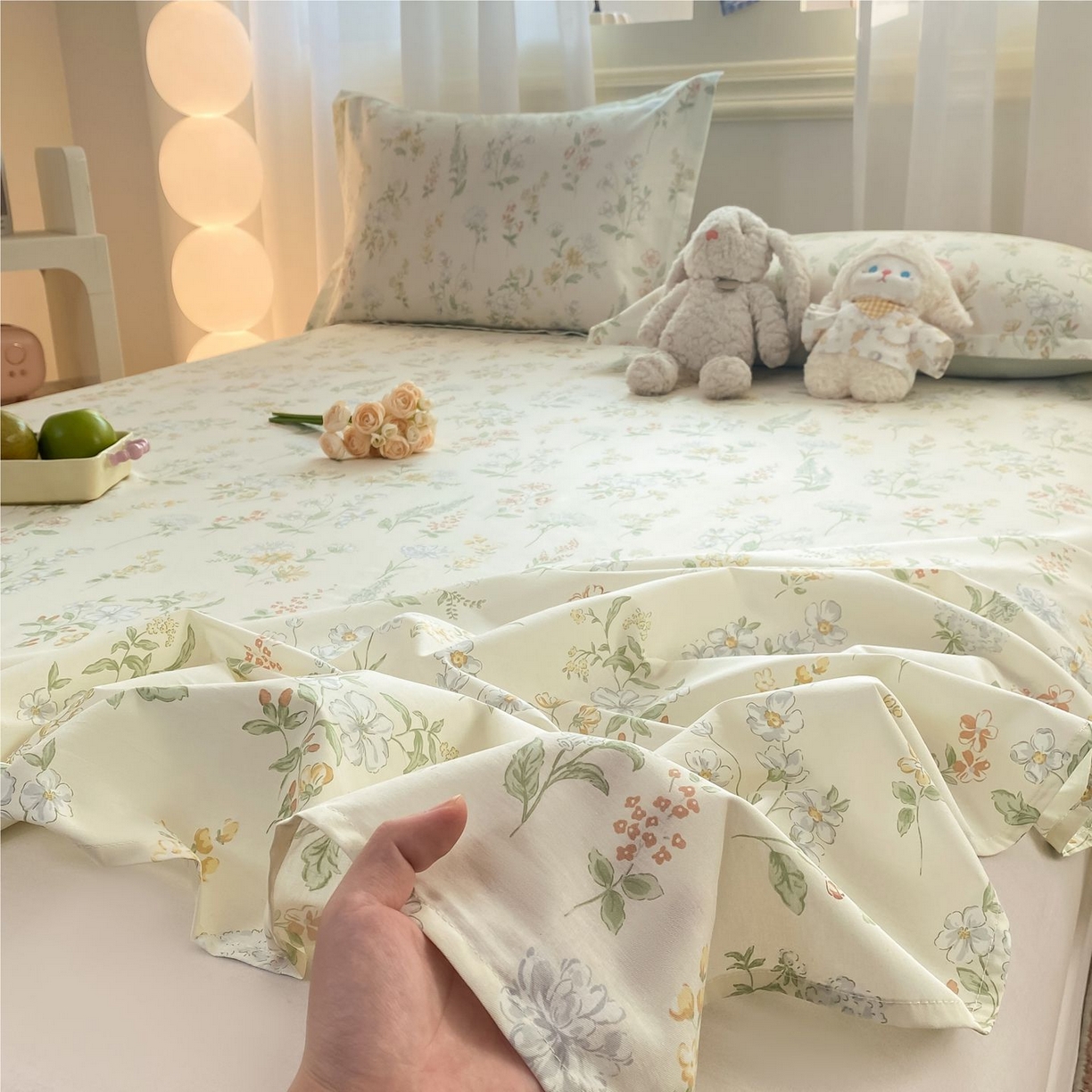 91家纺网 家纺一手货源 找家纺 女子家纺 2026新款全棉印花小清新系列-单床单 暖樱之舞