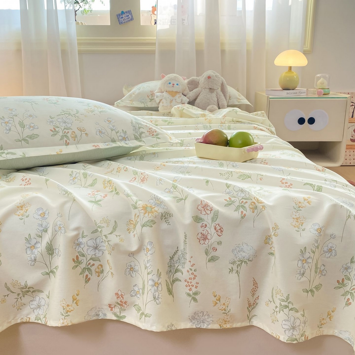 91家纺网 家纺一手货源 找家纺 女子家纺 2026新款全棉印花小清新系列-单床单 暖樱之舞