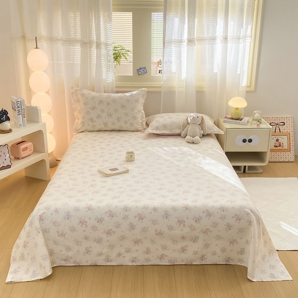 91家纺网 家纺一手货源 找家纺 女子家纺 2026新款全棉印花小清新系列-单床单 欧风花影