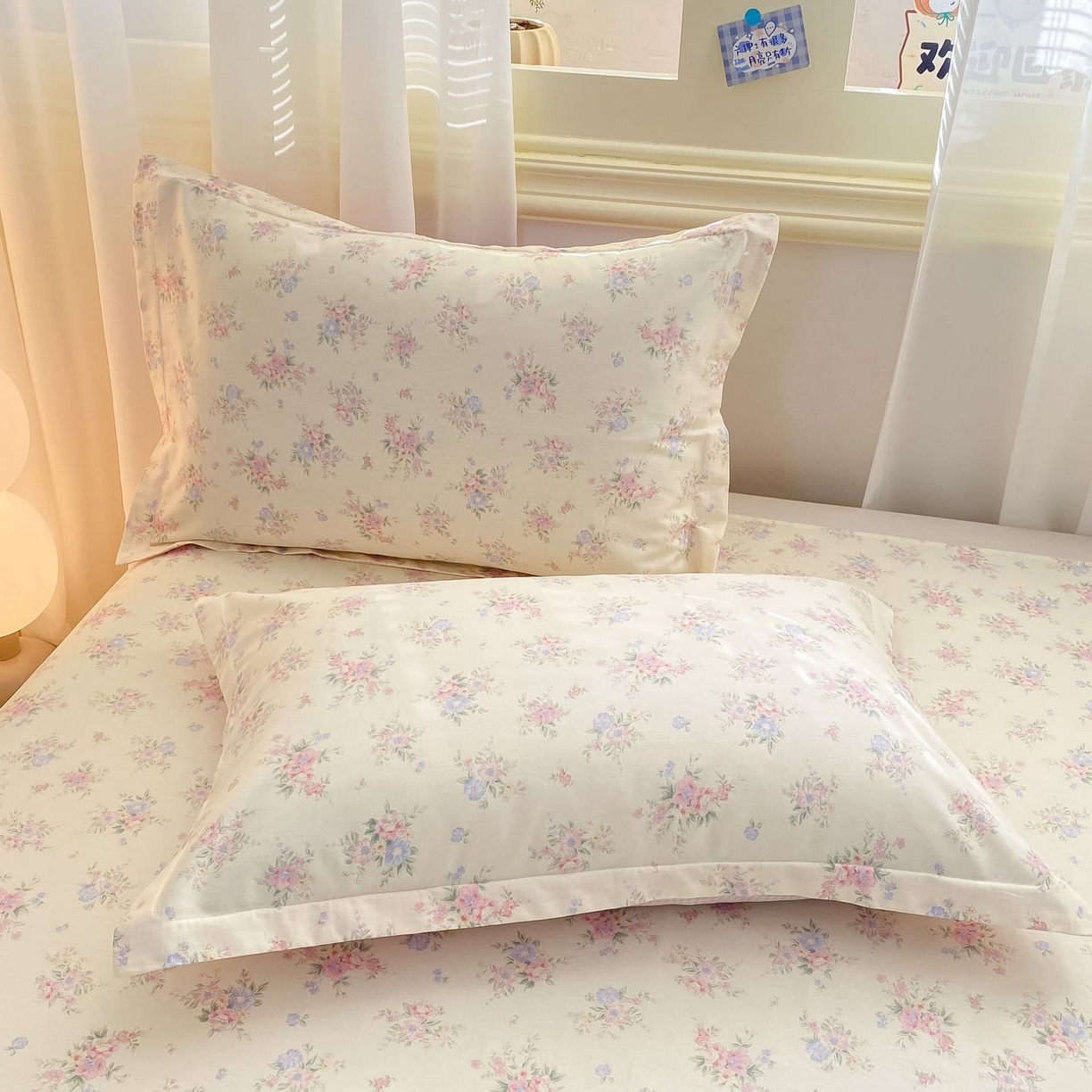 91家纺网 家纺一手货源 找家纺 女子家纺 2026新款全棉印花小清新系列-单床单 欧风花影