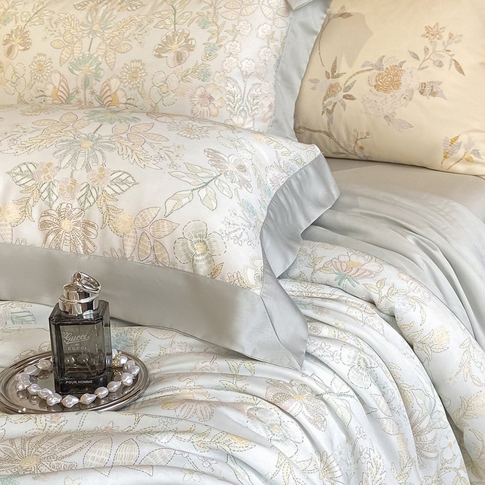 91家纺网 家纺一手货源 找家纺 慕晨 2026新款大宽边天丝莱赛尔数码印花夏被四件套高级简奢款丝滑丝绸直播热款 素瑾 绿