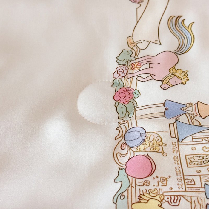 91家纺网 家纺一手货源 找家纺 慕晨 2026新款大宽边天丝莱赛尔数码印花夏被四件套高级简奢款丝滑丝绸直播热款 童梦