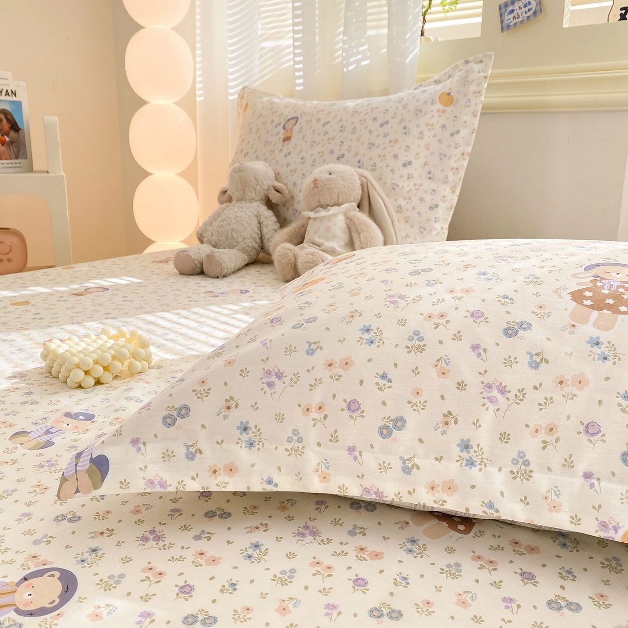 91家纺网 家纺一手货源 找家纺 女子家纺 2026新款全棉印花小清新系列-单床单 碎花兔熊