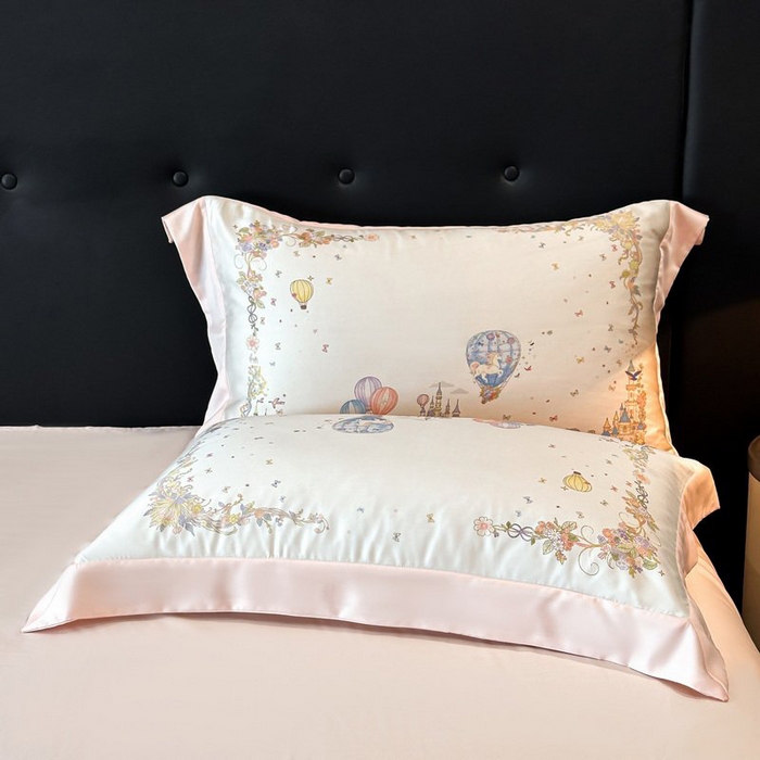 91家纺网 家纺一手货源 找家纺 慕晨 2026新款大宽边高级简奢款凉感天丝莱赛尔数码印花丝滑丝绸四件套直播热款 童梦