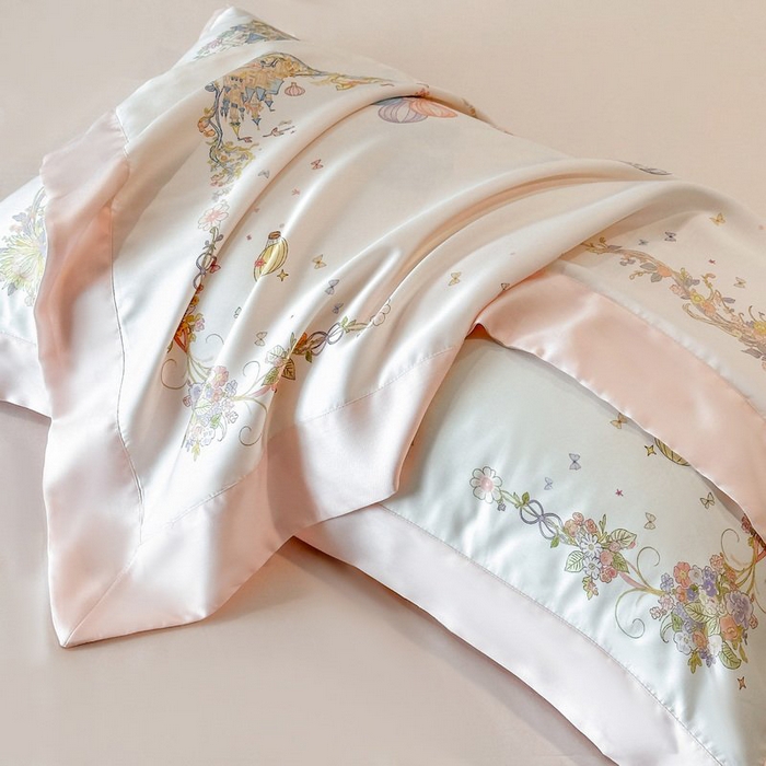 91家纺网 家纺一手货源 找家纺 慕晨 2026新款大宽边天丝莱赛尔数码印花夏被四件套高级简奢款丝滑丝绸直播热款 童梦