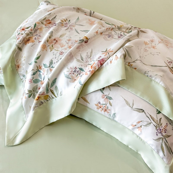 91家纺网 家纺一手货源 找家纺 慕晨 2026新款大宽边天丝莱赛尔数码印花夏被四件套高级简奢款丝滑丝绸直播热款 雾屿