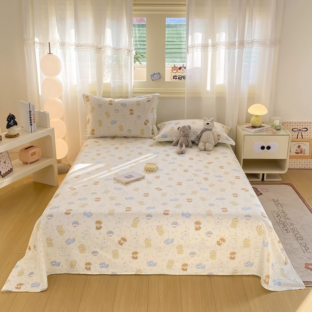 91家纺网 家纺一手货源 找家纺 女子家纺 2026新款全棉印花小清新系列-单床单 童趣绘彩