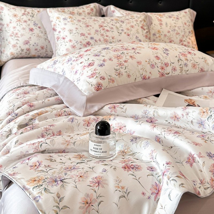 91家纺网 家纺一手货源 找家纺 慕晨 2026新款大宽边天丝莱赛尔数码印花夏被四件套高级简奢款丝滑丝绸直播热款 小樱