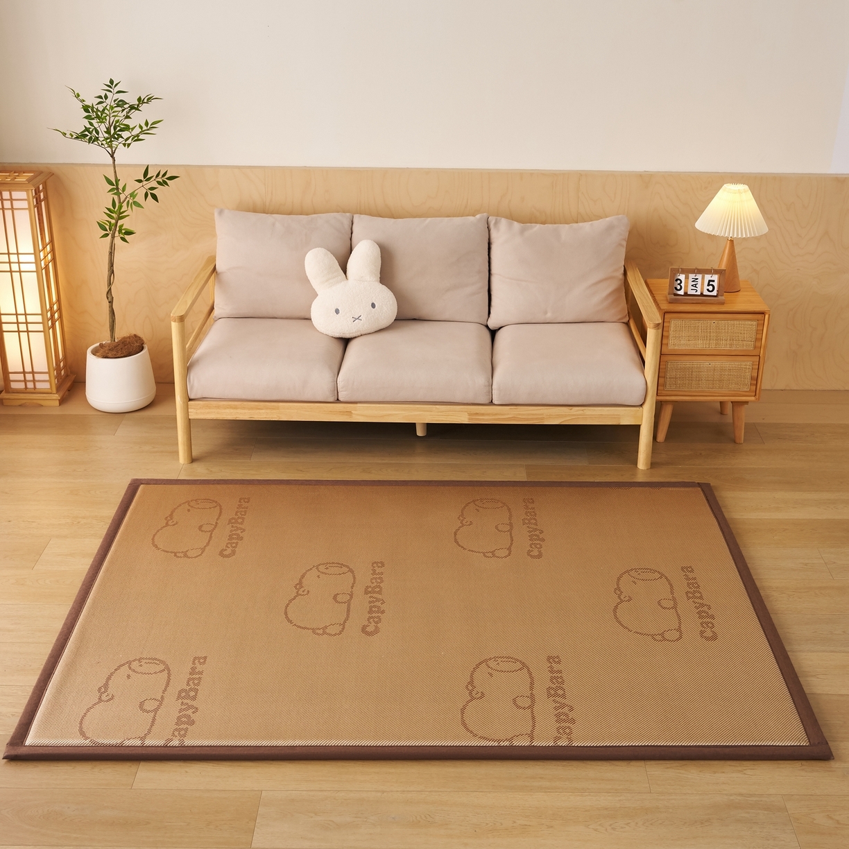 91家纺网 家纺一手货源 找家纺 鹿辉家居（原吉欧力） 2026新款多功能凉感冰藤床垫藤席地垫-地铺席 卡皮巴拉棕