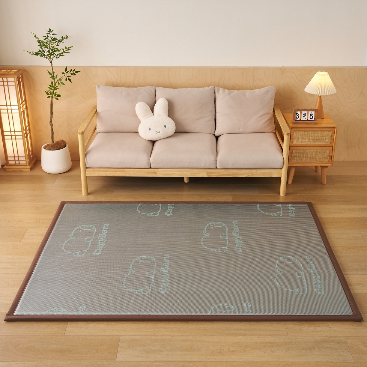 91家纺网 家纺一手货源 找家纺 鹿辉家居（原吉欧力） 2026新款多功能凉感冰藤床垫藤席地垫-地铺席 卡皮巴拉灰