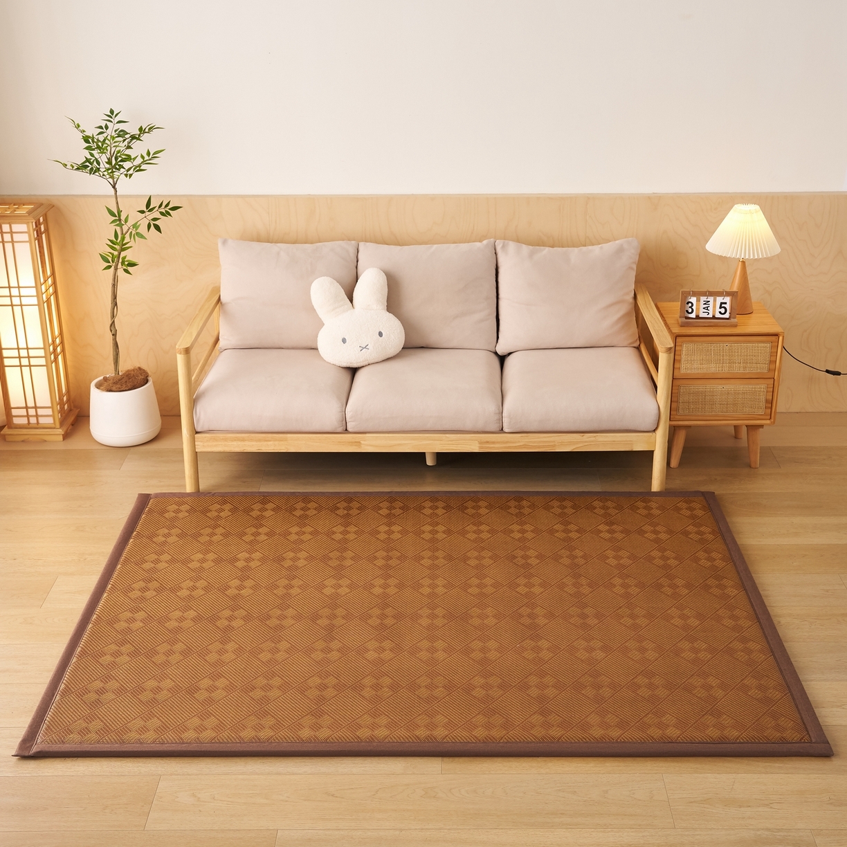 91家纺网 家纺一手货源 找家纺 鹿辉家居（原吉欧力） 2026新款多功能凉感冰藤床垫藤席地垫-地铺席 九宫格